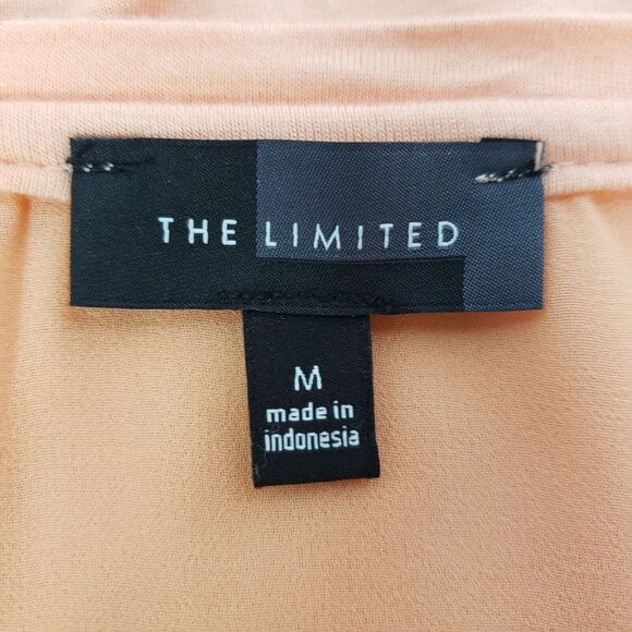 The Limited Womens Top Medium Orange Hi Low Blouse Sheer Trim Rayon Stretch - Picture 7 of 9